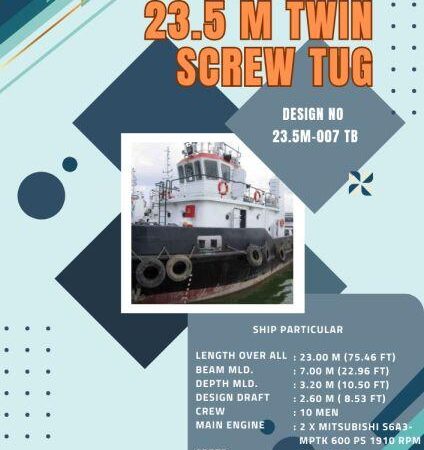 Design Drawing Tugboat (Size: 23.50M x 7.32M x 3.20M)