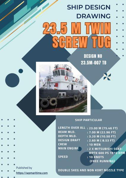 Design Drawing Tugboat (Size: 23.50M x 7.32M x 3.20M)