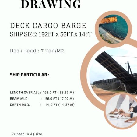 Design drawing Deck cargo barge - 192FT X 56FT X 14FT