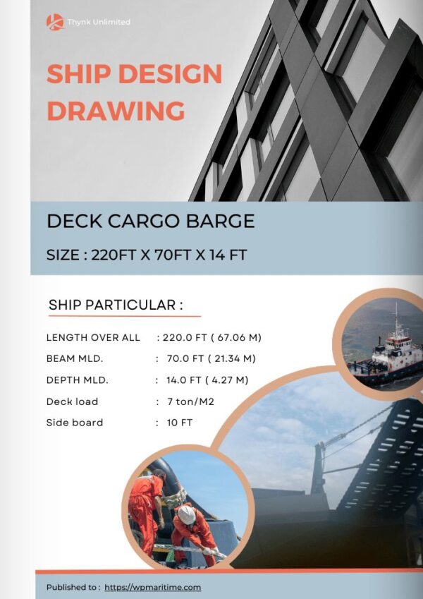 Design Drawing Deck Cargo Barge - 220FT X 70FT X 14FT