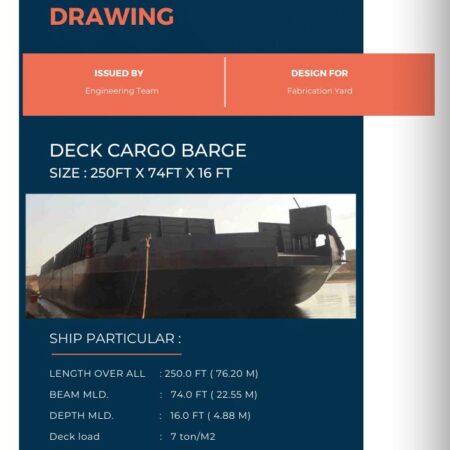 Design Drawing Deck Cargo Barge - 250FT X 74FT X 16FT