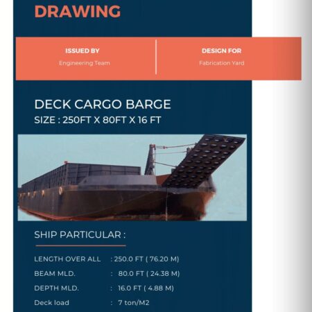 Design drawing Deck cargo barge - 250ft X 80ft X 16ft