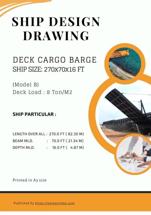 Design Drawing Deck Cargo Barge - 270FT X 70FT X 16FT (Model B)